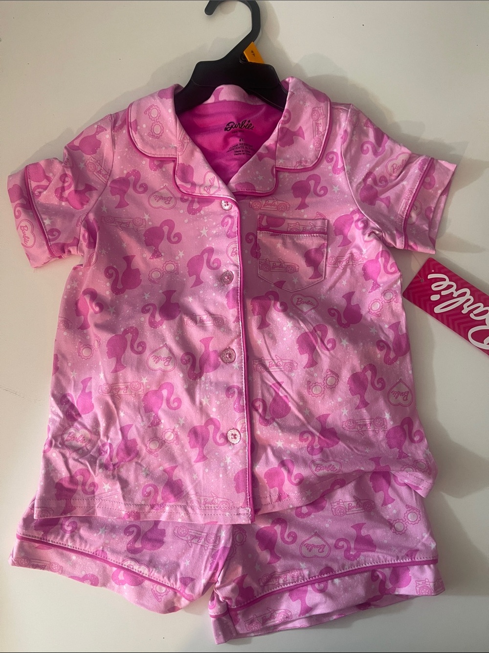 Barbie Pink Short-Sleeve Pajama Set with Icon Print